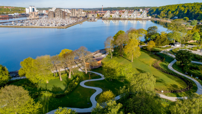 Dronebilleder over Skyttehushaven og Vejle havnefront