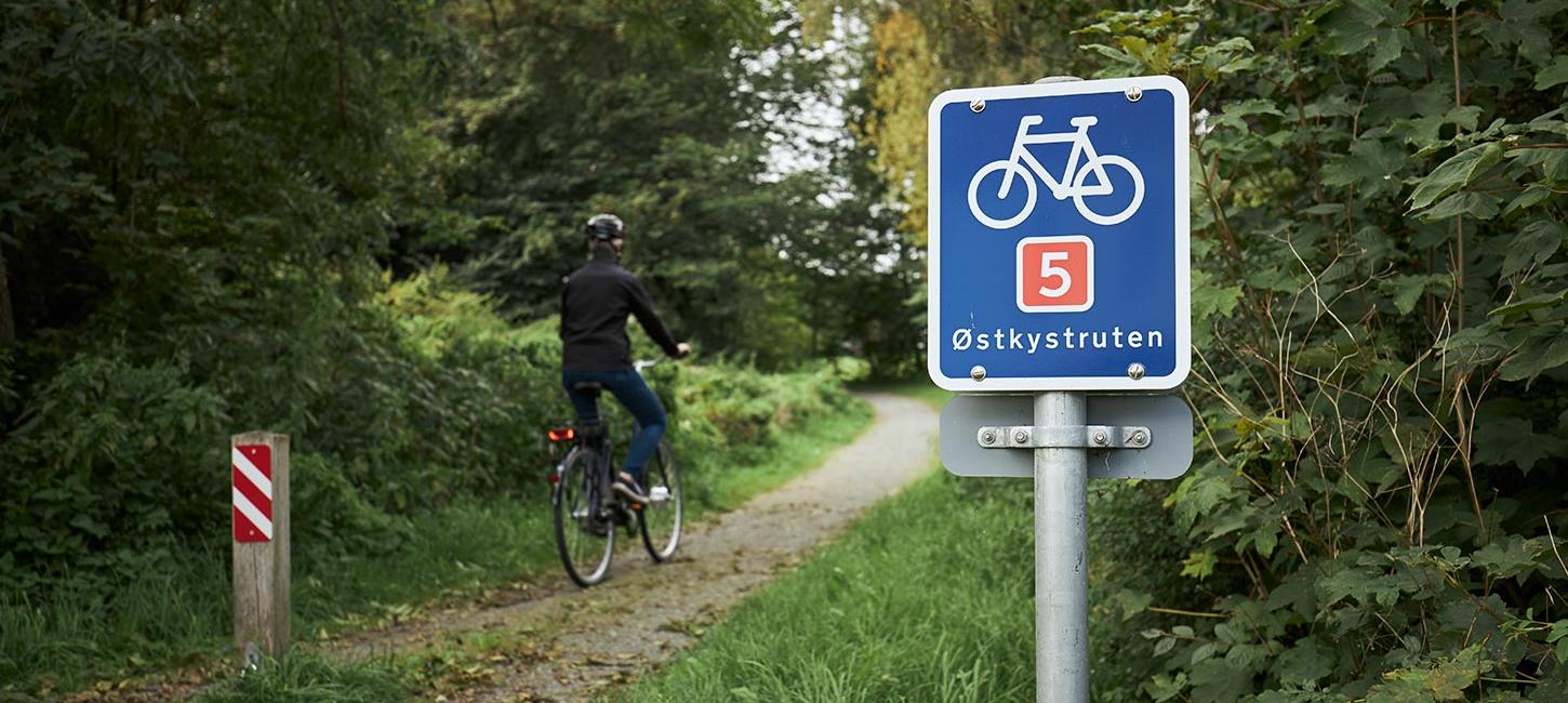 Østkystruten cykellsti med cykelrytter