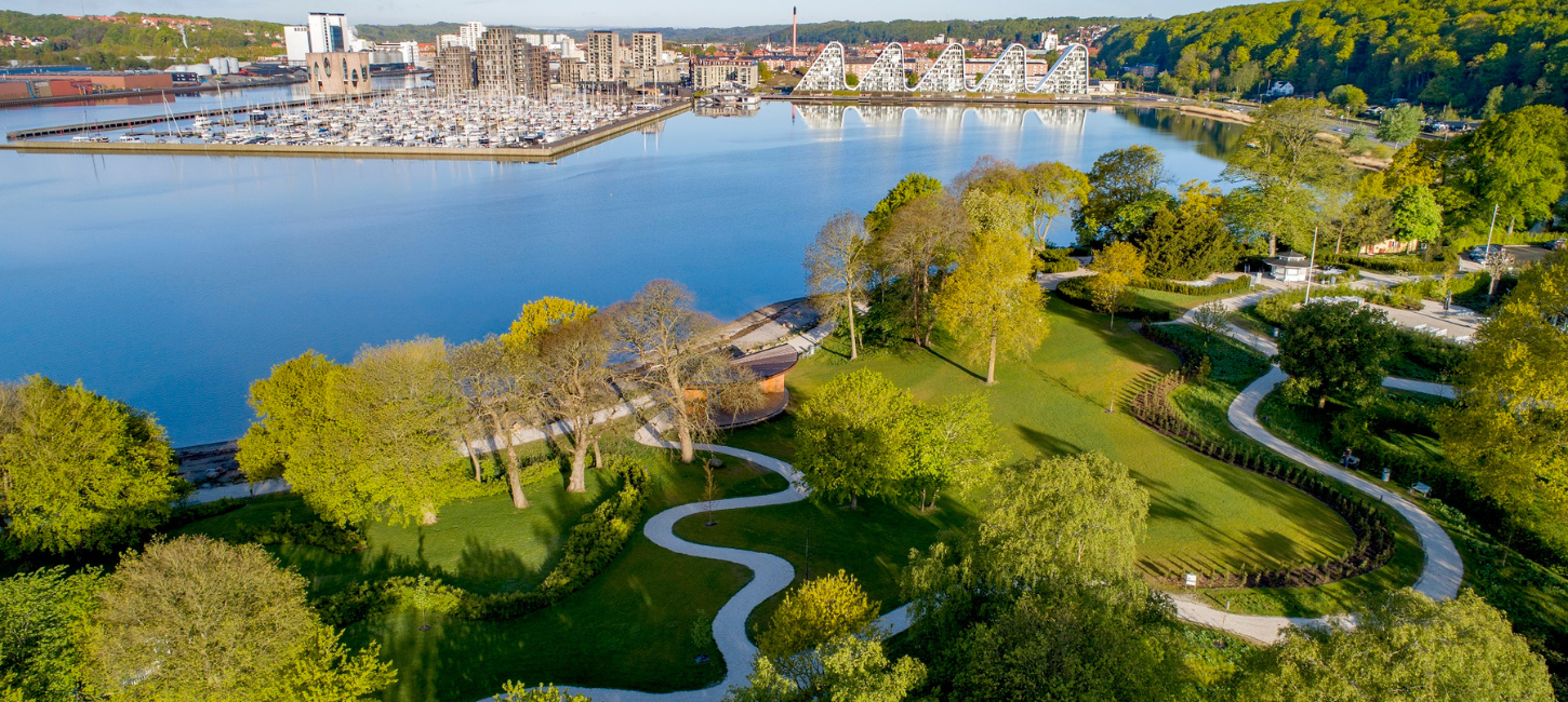 Dronebilleder over Skyttehushaven og Vejle havnefront