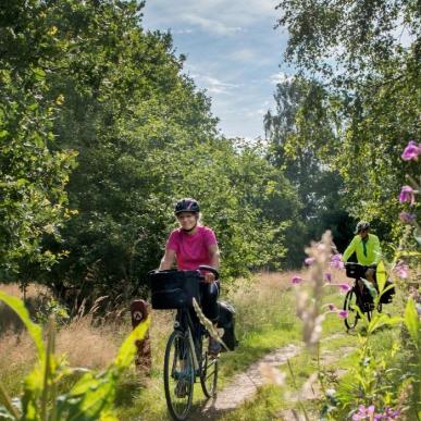 Cyklister på hærvejen ved Gudenåens udspring