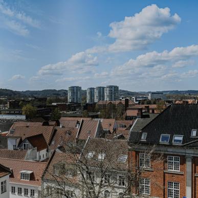 Udsigt over Vejle fra byens tage