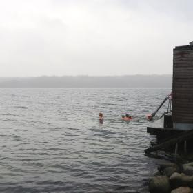 Vinterbadning ved Tirsbæk Strand