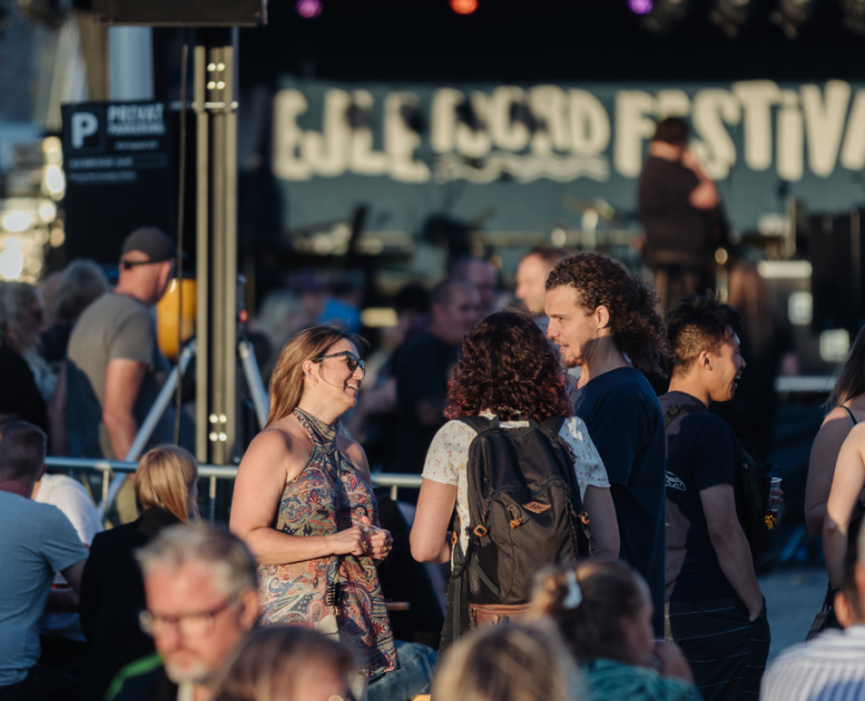 Mennesker foran scenen til Vejle Fjordfestival